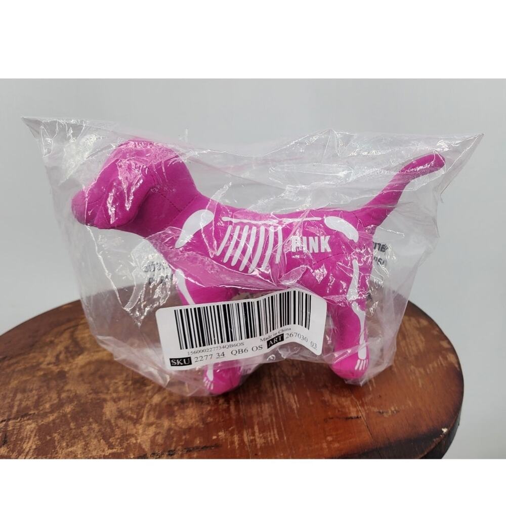 NEW Victoria Secret 2023 Pink‎ Puppy Dog Plush Skeleton Bones 7 Inch